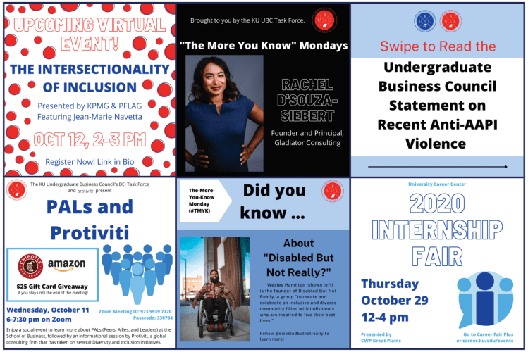 Social Media posts about diversity, equity and inclusion events